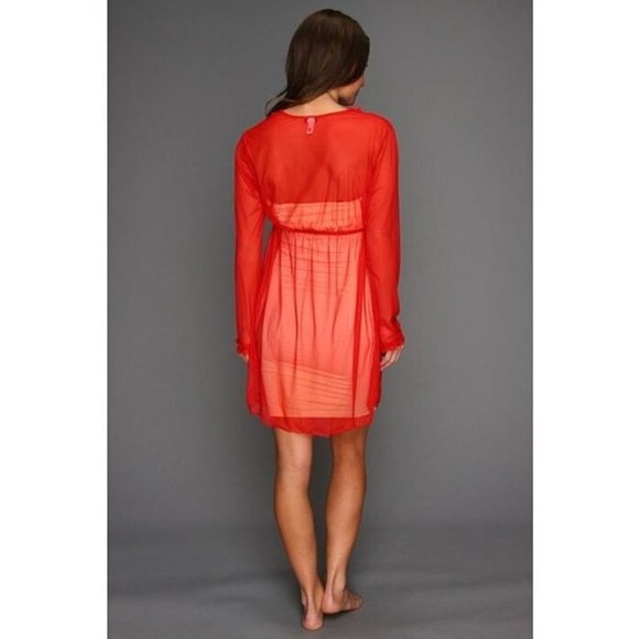 COSABELLA Bellissima LINGERIE Boudoir SHEER  Red RUFFLED Edge Robe ITALY S $153 - Picture 2 of 3